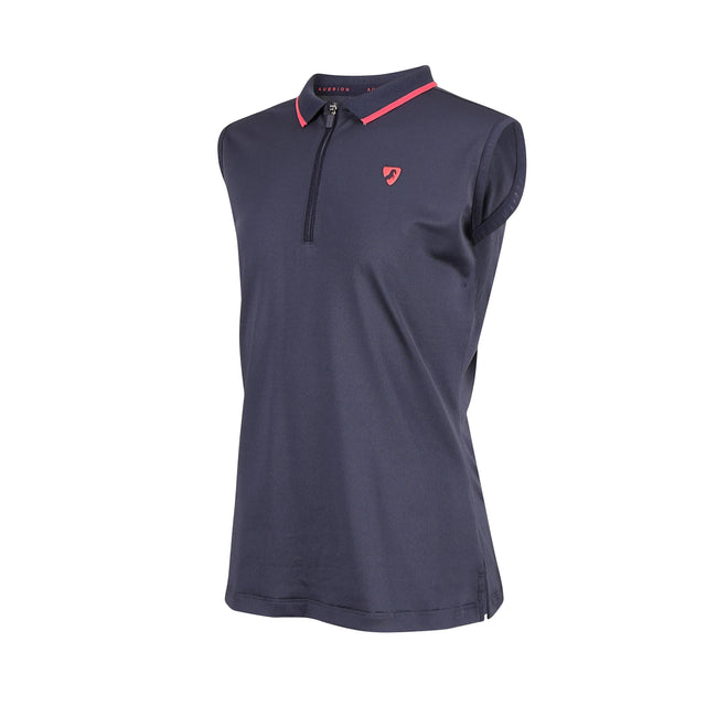 Shires Aubrion Maids Poise Sleeveless Tech Polo #colour_navy-blue