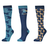 Dublin 3 Pack Socks Adults #colour_navy-nordic-ponies