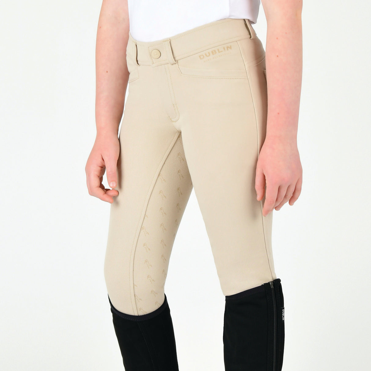 Dublin Kids Cammy Comfort Twill Breeches #colour_biscuit