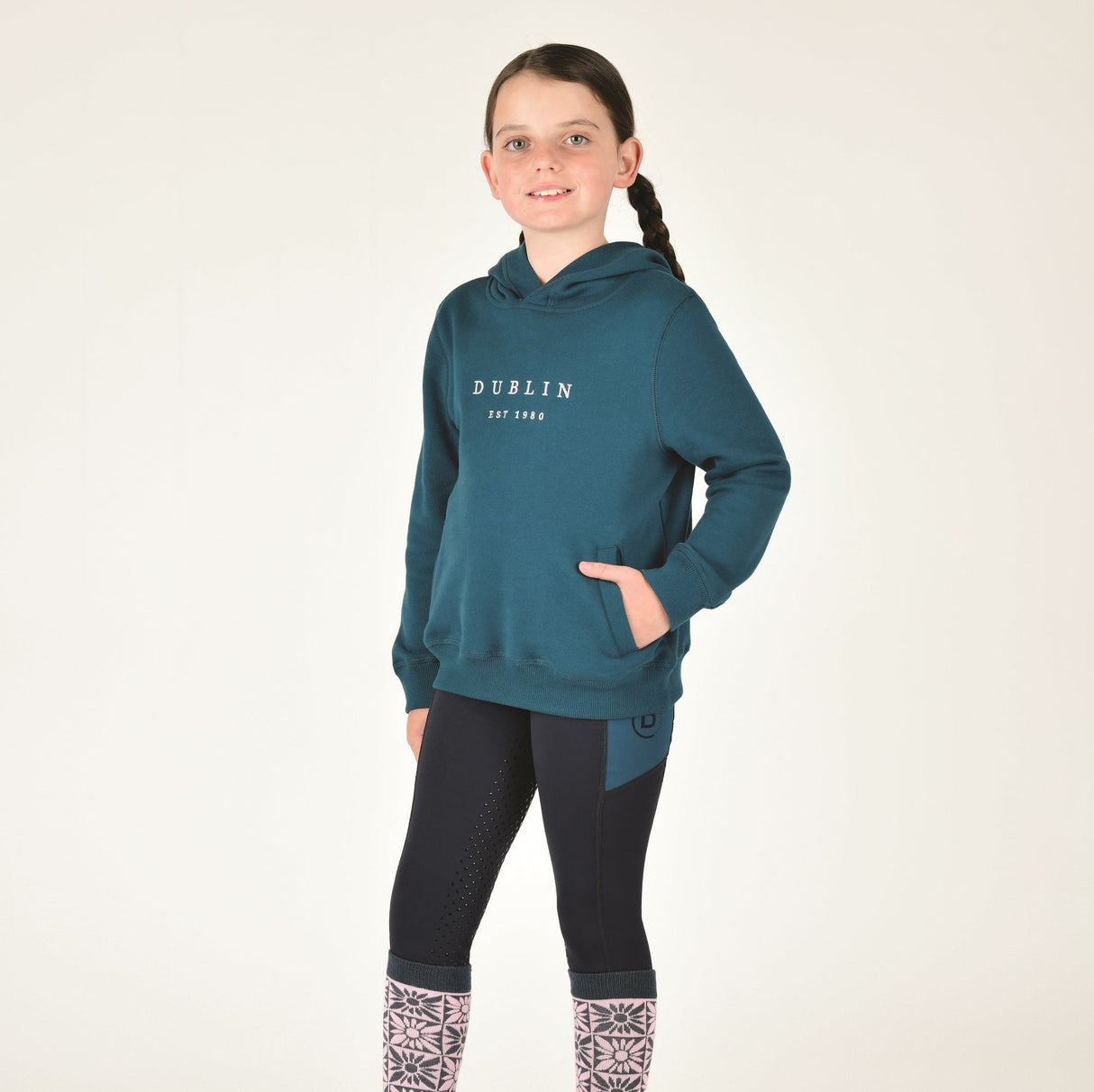 Dublin Kids Lilah Lurex Logo Hoodie #colour_legion-blue-silver