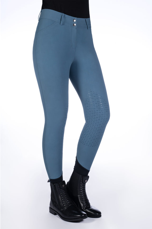 HKM Ladies Knee Patche Riding Breeches -Tampa- #colour_smokey-blue