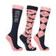 HYCONIC Pattern Socks by Hy Equestrian Pack of 3 #colour_navy-rose