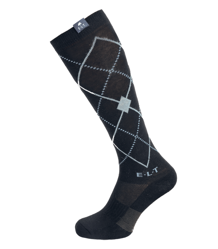 ELT Argyle Riding Socks #colour_black-stone-blue