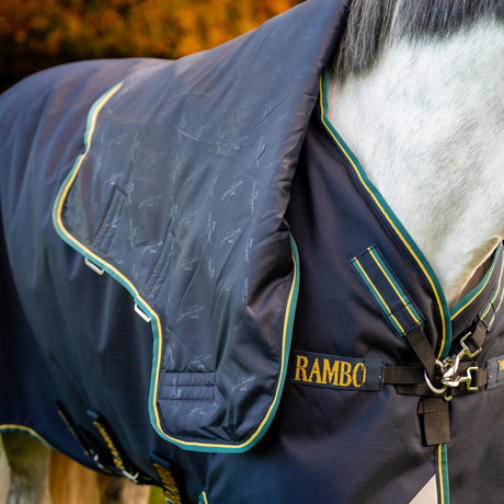 Horseware Ireland Rambo Duo Force 2.0 #colour_navy-teal-yellow-navy