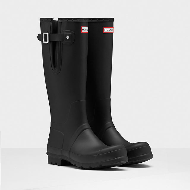 Hunter Original Men's Tall Side Adjustable Black Wellington Boots#colour_black