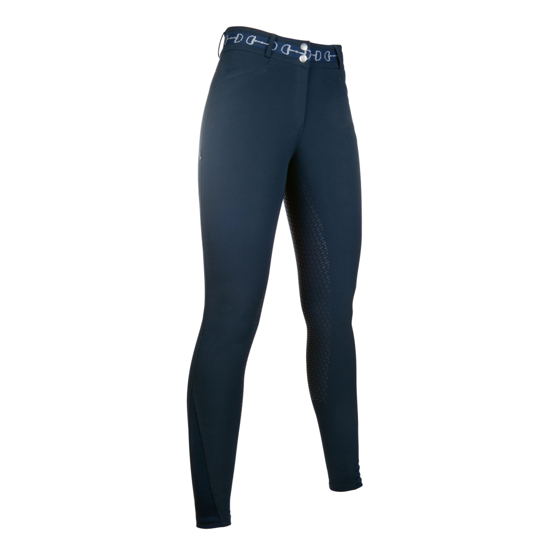 HKM Monaco Style Silicone Knee Patch Riding Breeches #colour_deep-blue