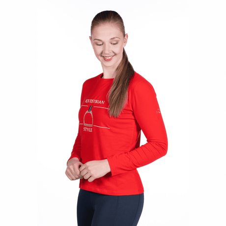 HKM -Equine Sports Style Long Sleeve Shirt #colour_red